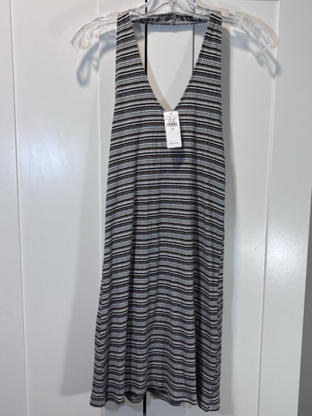 NWT Made In Italy Striped Summer Halter Dress Viscose American Eagle Women Small